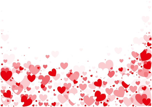 Background with Different Hearts in Red Tones
