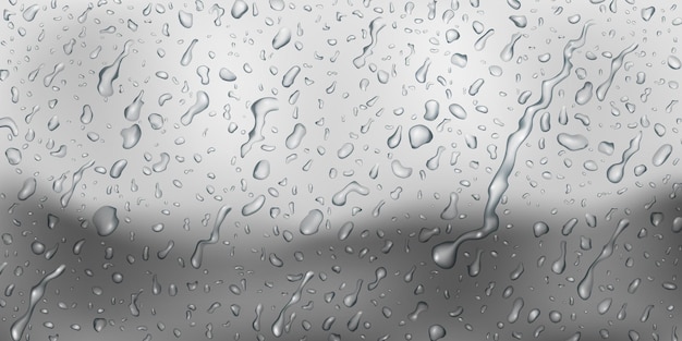 Vector background with drops and streaks of water in gray colors