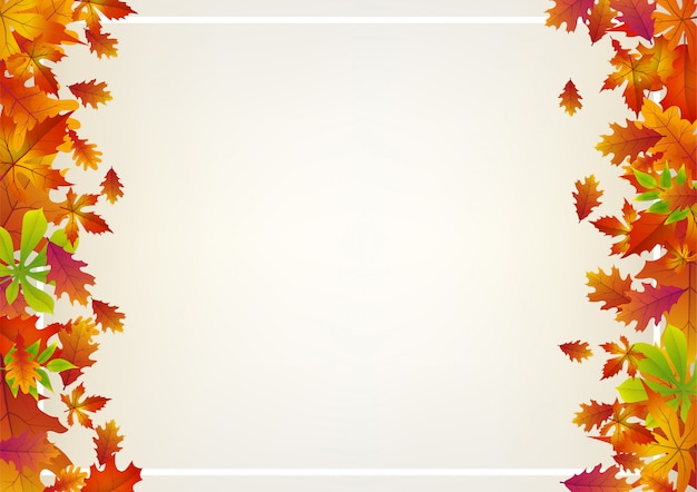 Background with falling autumn leaves on side.