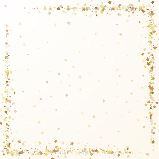 Vector background with falling gold stars abstract decoration or template for a holiday card