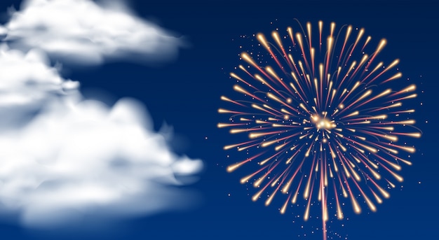 Background with firework in dark sky