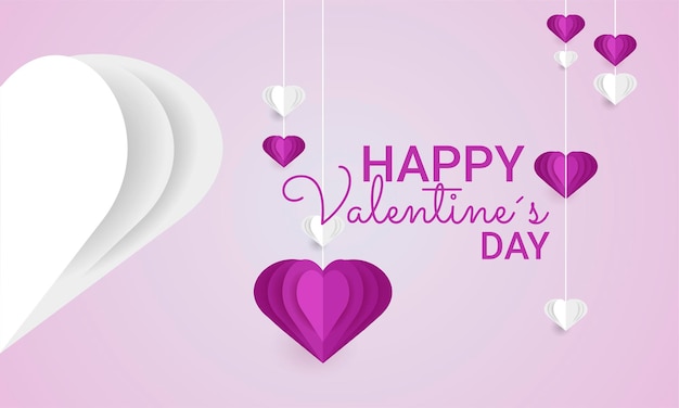 Фон с плавающими бумажными сердечками и текстом happy valentine39s day бумажное искусство векторная иллюстрация векторная иллюстрация