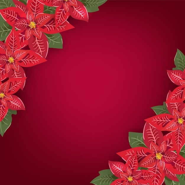 Vector background with floral poinsettia decoration