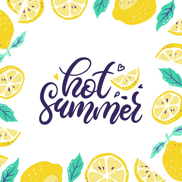 Vector background with fresh lemons and sliced lemon