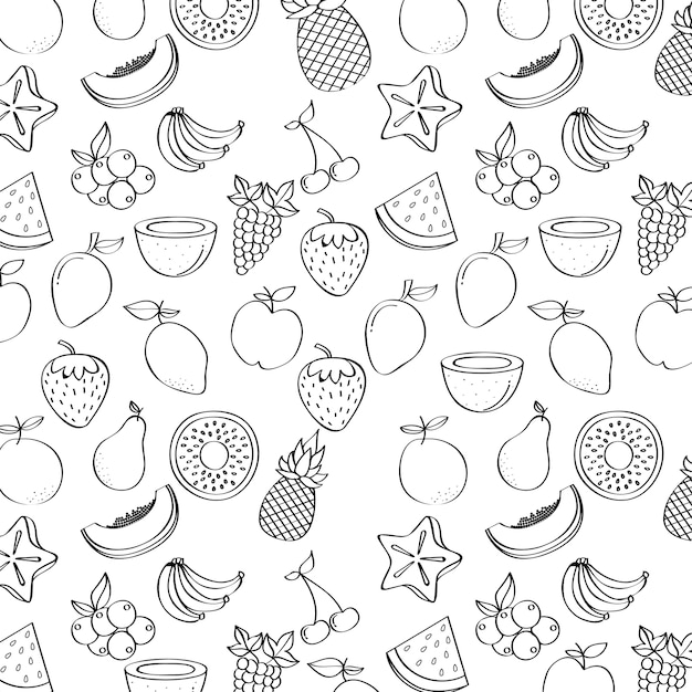 Vector background with fruits icons