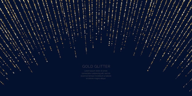 Background with gold glitter to place the inscription poster with lines consisting of particles
