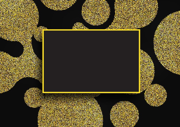 Background with golden dots .Black banner, frame.