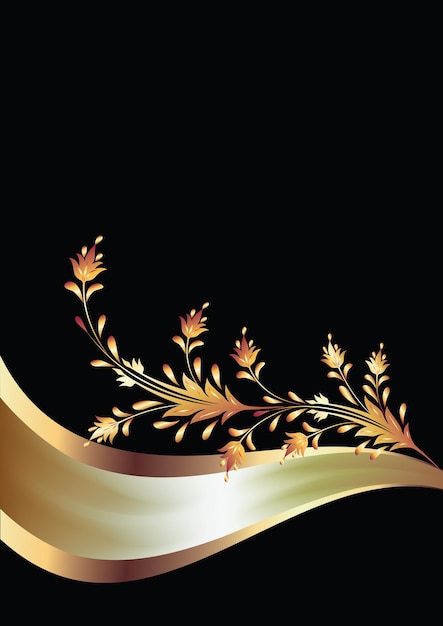 Background with golden ornament and elegant ribbon