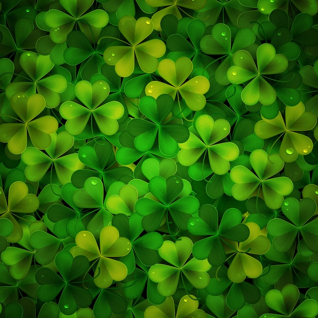  background with green realistic shamrock leaves