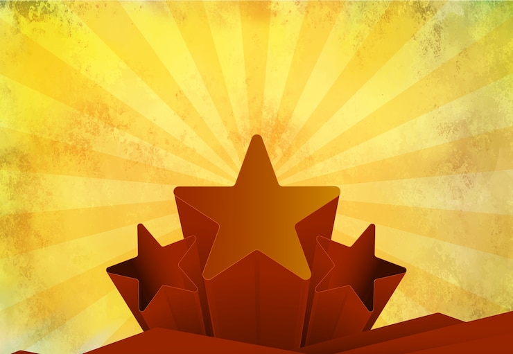 Vector background with grunge sunburst and stars