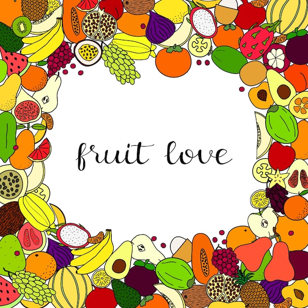 Background with hand drawn fruits