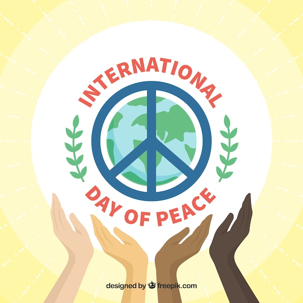 Vector background with hands and symbol of peace