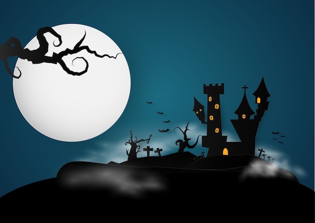 Background with on a haunted house for halloween