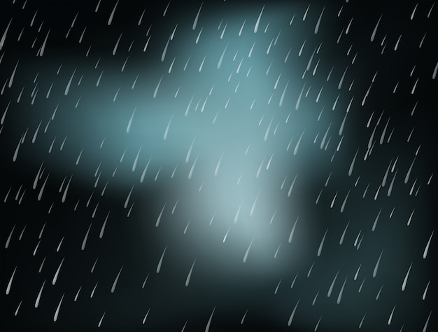 Vector background with heavy rain at night