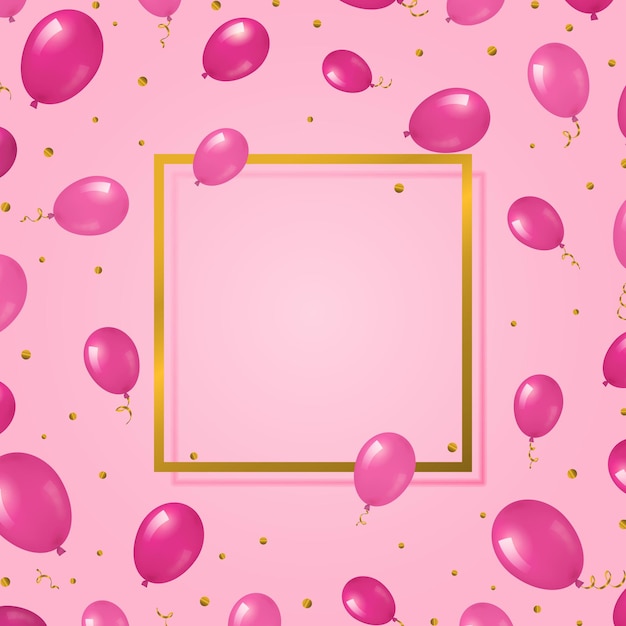 Background with helium balloons and frame