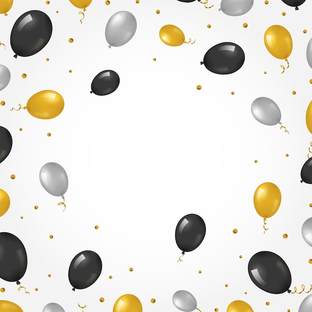 Background with helium balloons and glitter