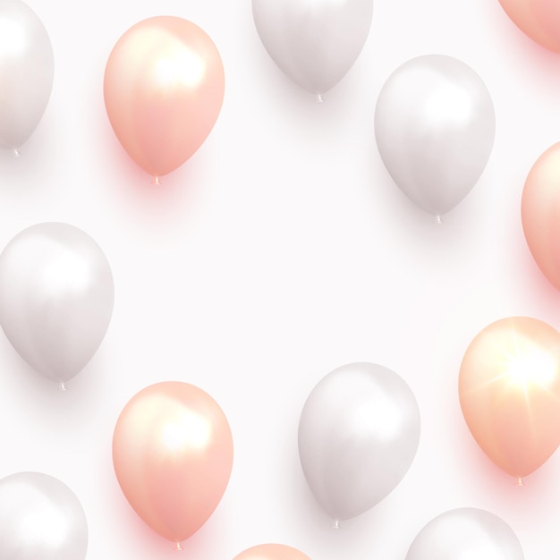 Background with helium balloons. Realistic celebration 3d balloon. Holiday design in soft pastel colors. vector illustration