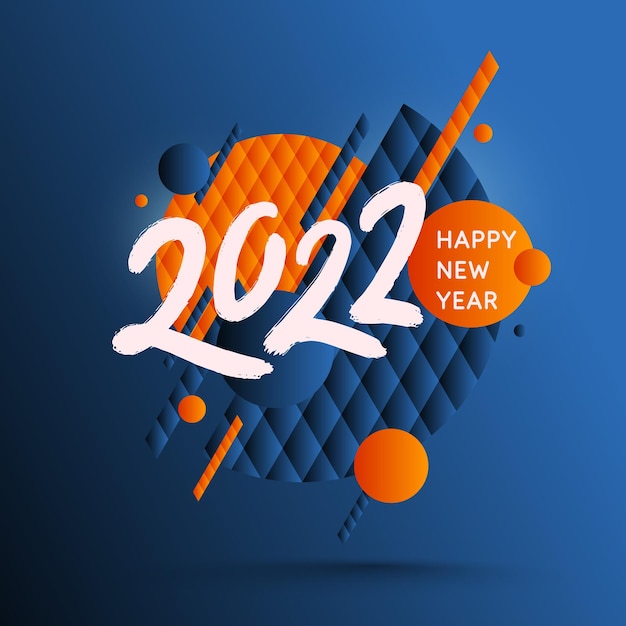 Sfondo con la scritta happy new year 2022 illustrazione vettoriale in stile piatto piatto