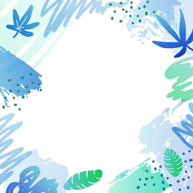 Background with jungle leaves brush strokes and dots