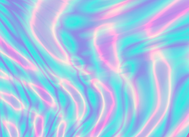 Background with liquid chromatic waves in purple and turquoise