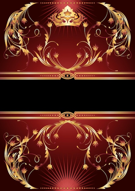 background with luxurious golden ornament and crown