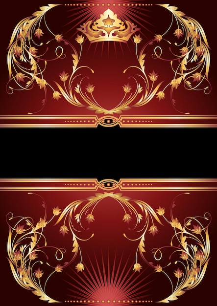 Background with luxurious golden ornament and crown