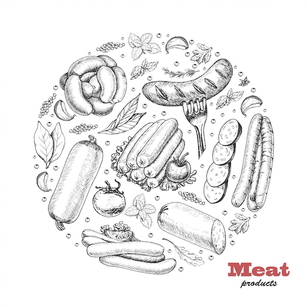 Background with meat products