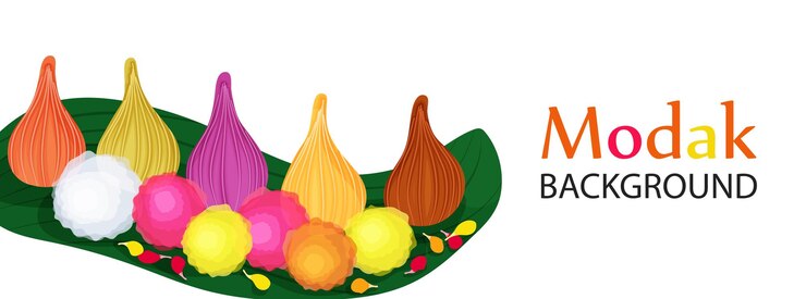 Vector background with modak and flowers vector illustration