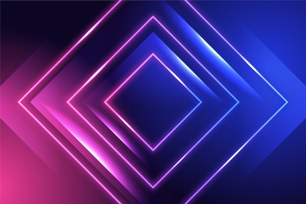 Background with neon lights and squares