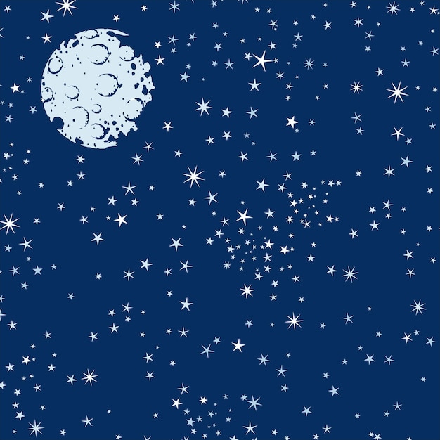 Background with night sky, moon and stars