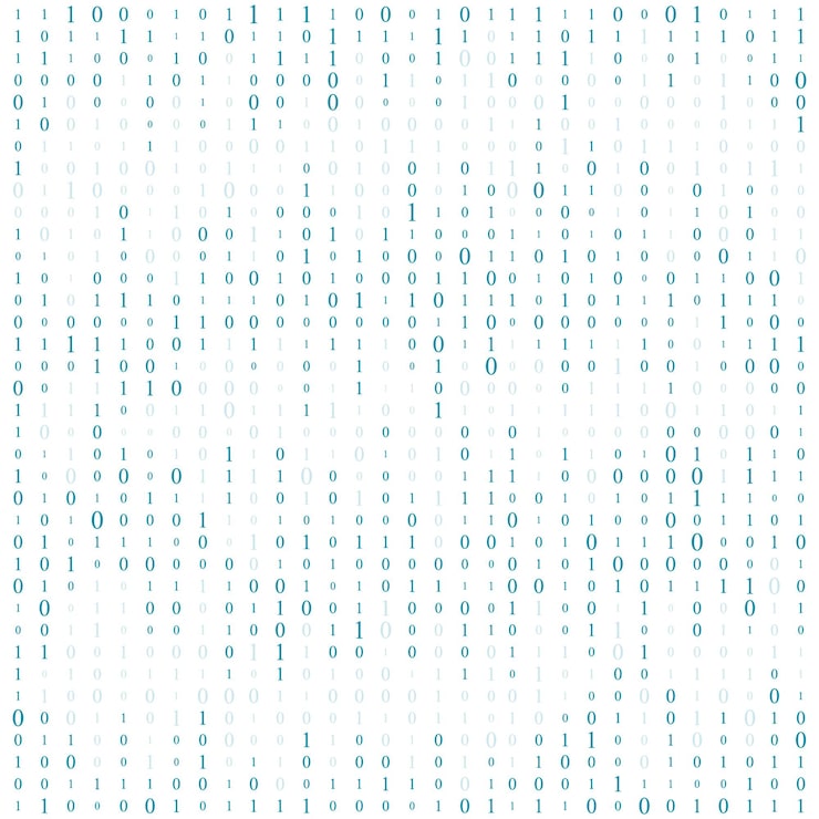 Vector background with numbers on screen binary code zero binary computer code coding