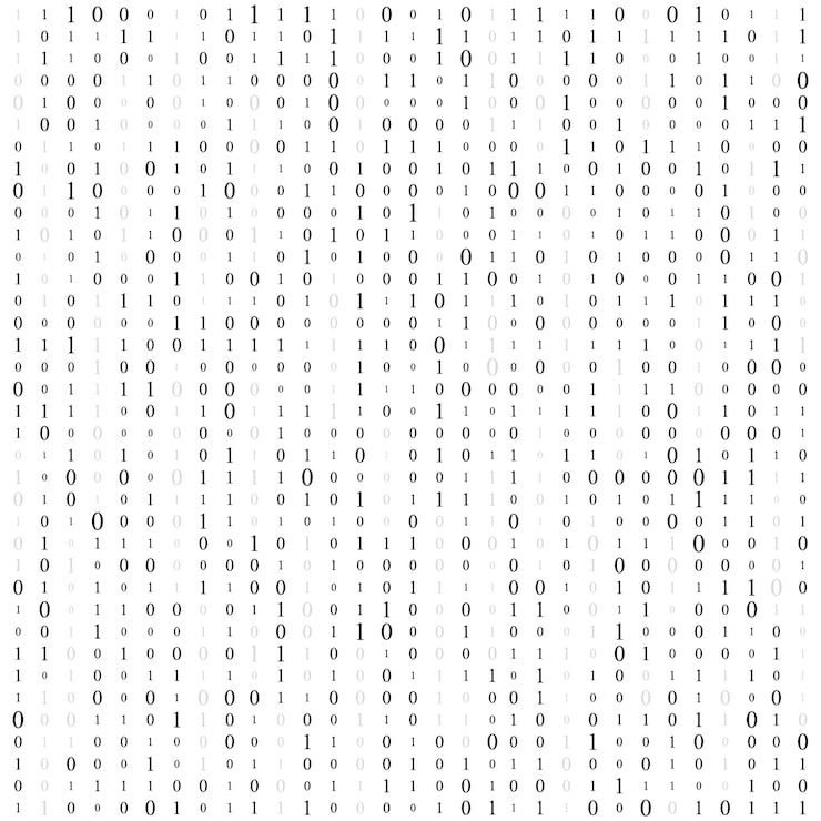 Vector background with numbers on screen binary code zero one computer code coding