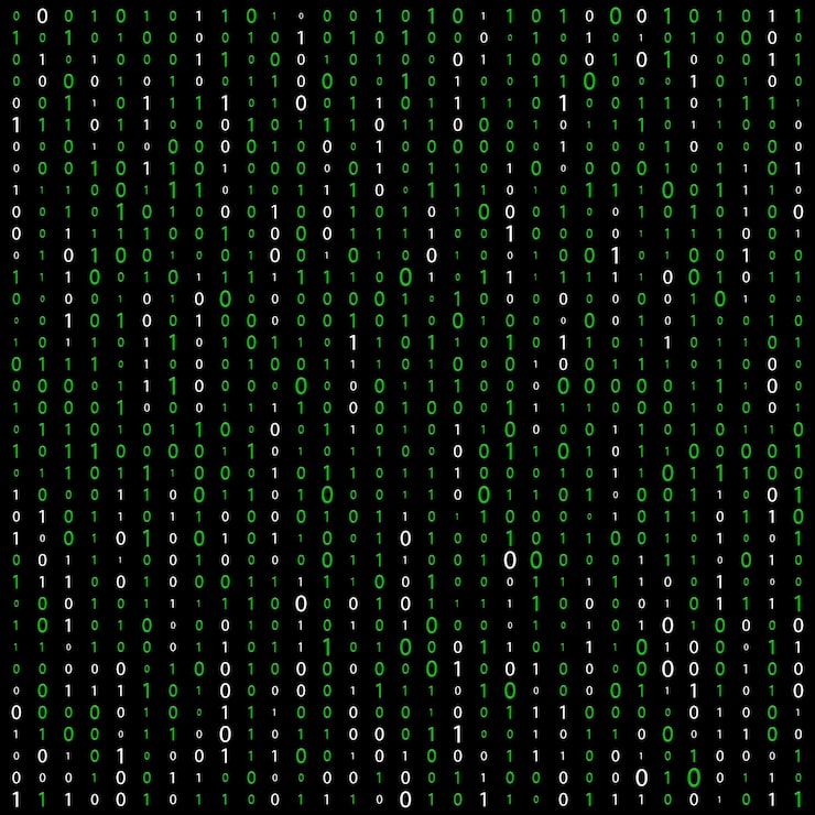 Vector background with numbers on the screen. binary code zero one. matrix. coding. hacker concept. 