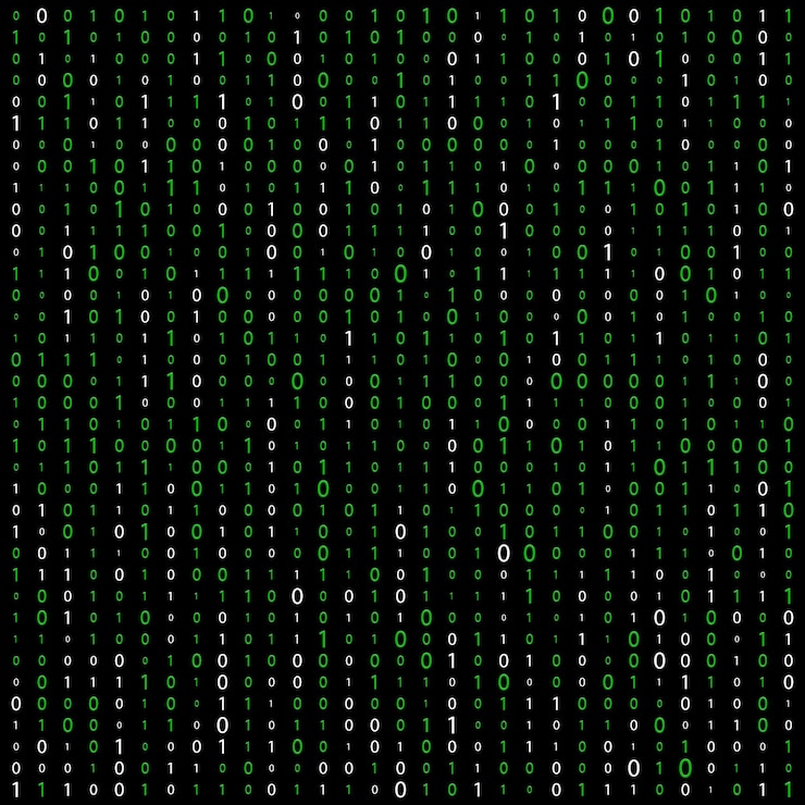 Vector background with numbers on the screen. binary code zero one. matrix. coding. hacker concept. 