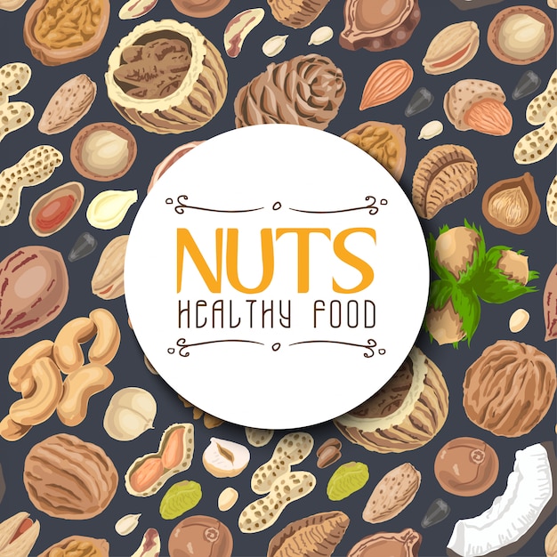 Background with nuts and seeds 