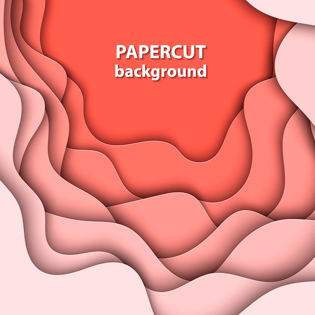Vettore sfondo con taglio di carta corallo pastello