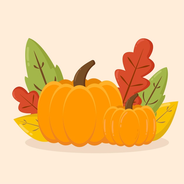 Background with pumpkins and leaves. Seasonal design for greeting or poster