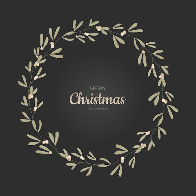 Background with realistic christmas wreath of mistletoe.