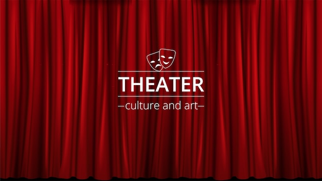 Vector background with red theater curtains closed.