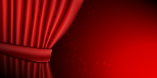 赤いベルベットのカーテンと背景。劇場用ドレープ
