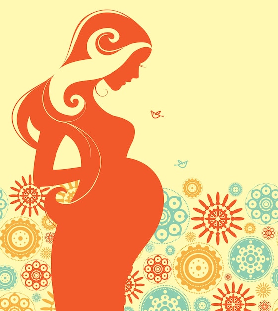 Vector background with silhouette of pregnant woman