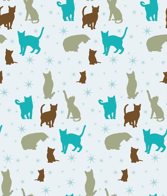 Vector background with silhouettes of cats