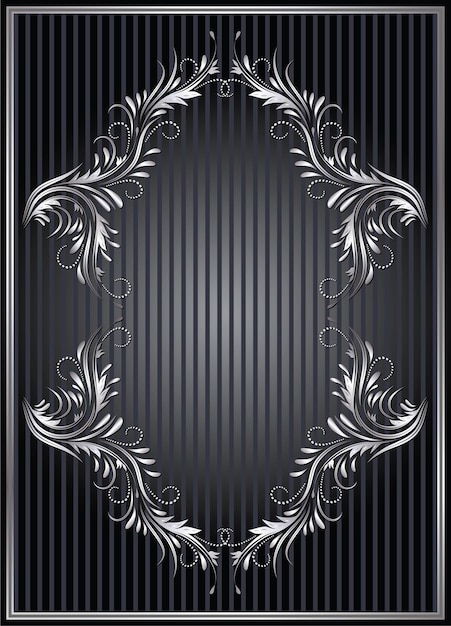 Vector background with silver ornament frame for cover booklet or invitation card