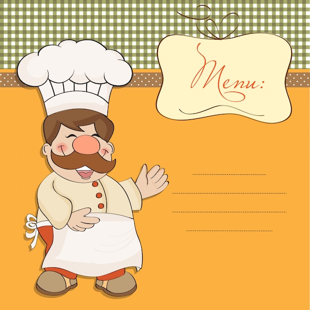 Background with Smiling Chef and Menu