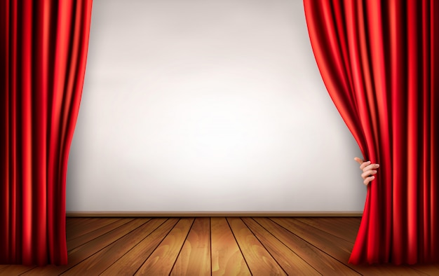 Vector background with a stage and a curtain