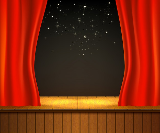 Vector background with theater stage.