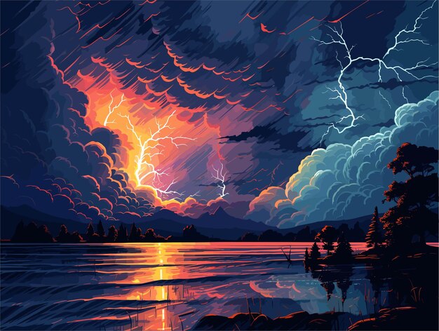 Vector background with thunder