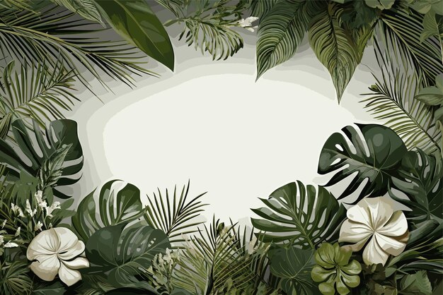 Vector background with two palm leaves in the frame