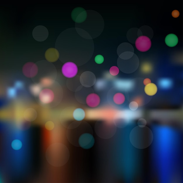 Vector background with the view of the night city out of focus