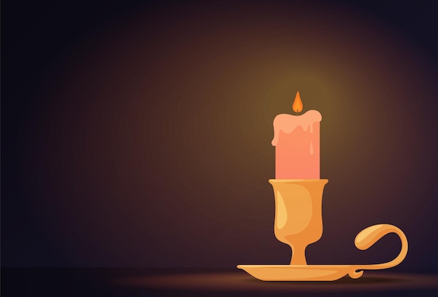 Background with vintage candlesticks with candles lighting the room with candles vector illustration